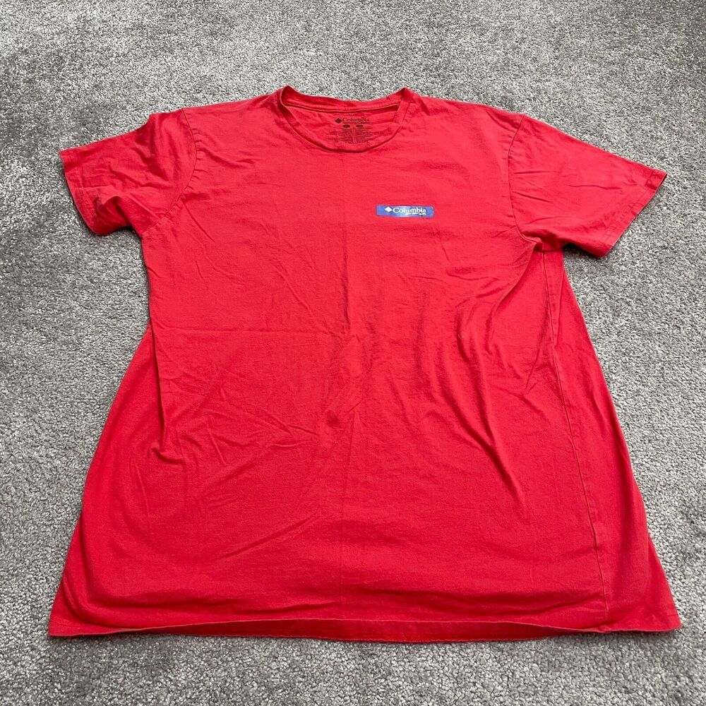 Columbia PFG Graphic T-Shirt Men XL Red Crew Neck Short Sleeve Cotton Casual Tee